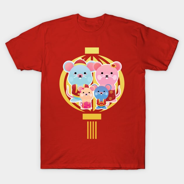 Chinese New Year Mice Family T-Shirt by Xar623